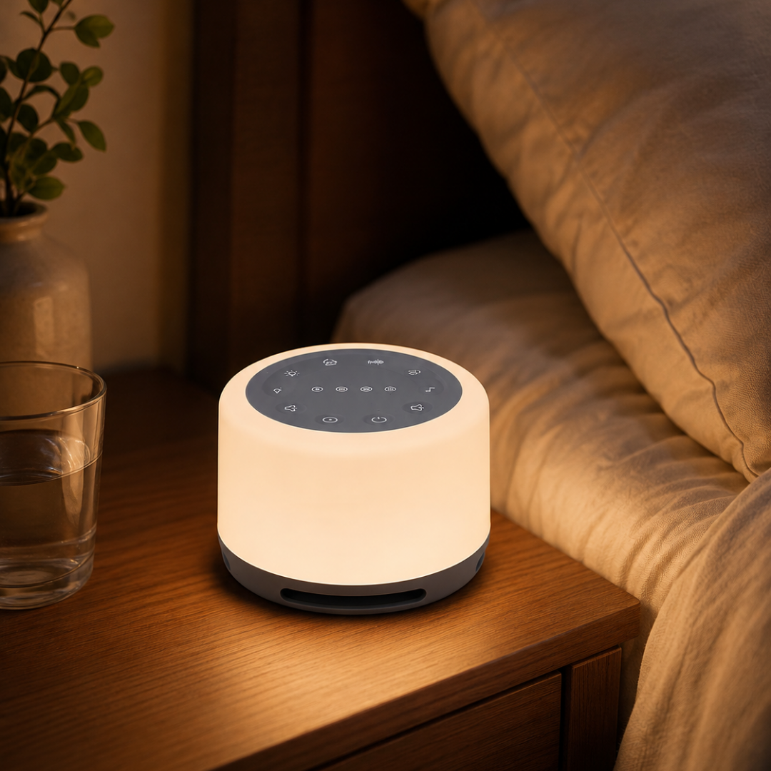 Lunavive - CalmGlow™ white-noise toestel met nachtlamp | Rustgevend geluid en zacht licht