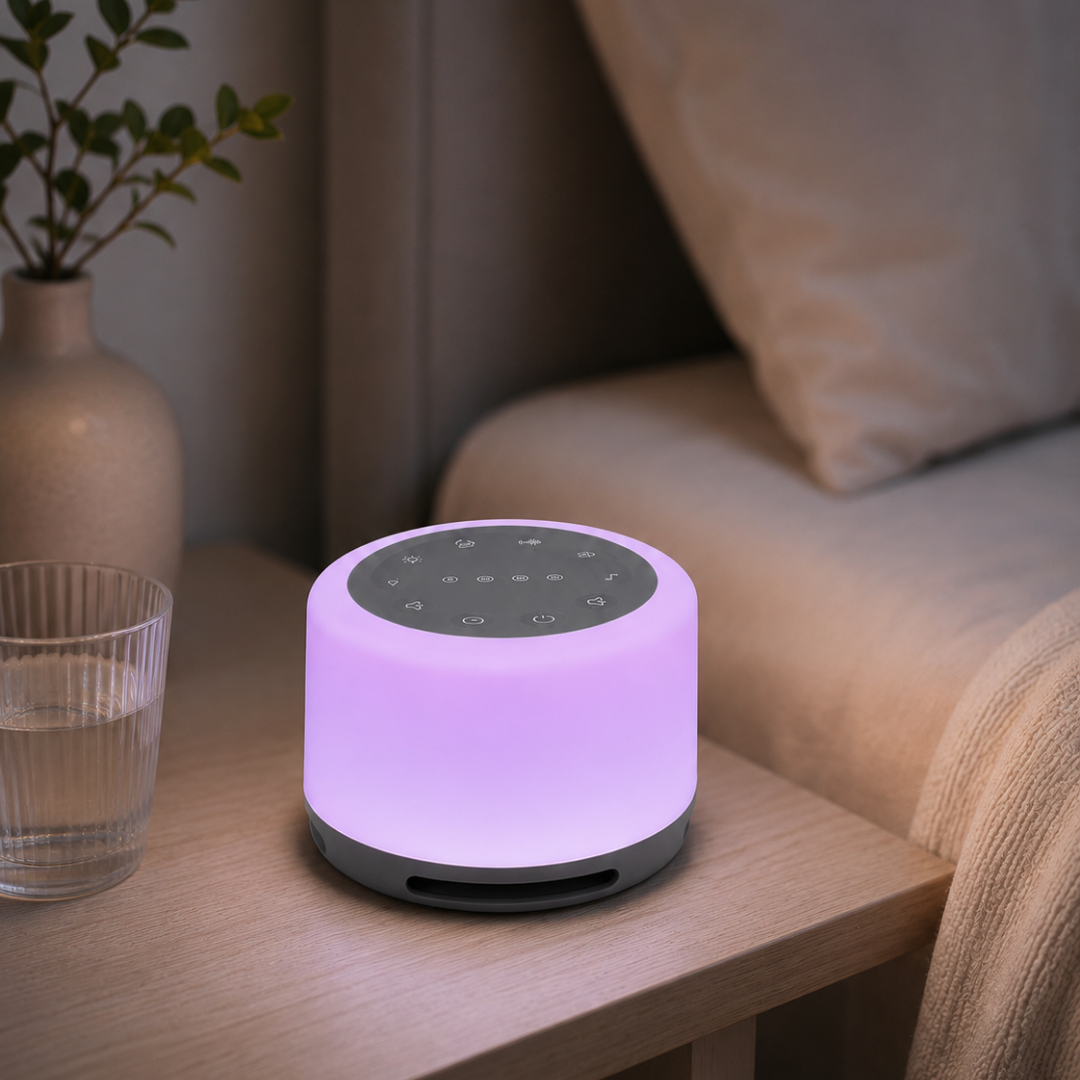Lunavive - CalmGlow™ white-noise toestel met nachtlamp | Rustgevend geluid en zacht licht