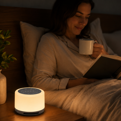 Lunavive - CalmGlow™ white-noise toestel met nachtlamp | Rustgevend geluid en zacht licht